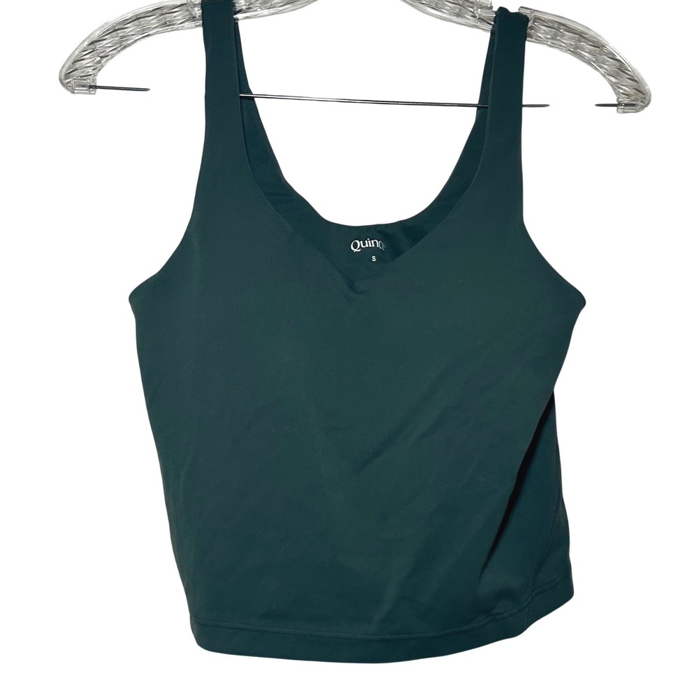 NWOT Quince Ultra-Form V-Neck Cropped Tank in forest green women's small